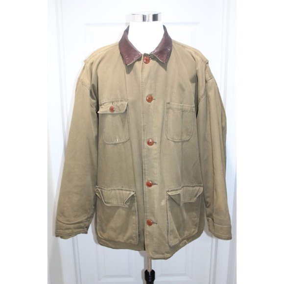 J Crew Mens Small Flannel Lined Barn Coat Corduroy Collar Chore Field Jacket - Picture 1 of 9